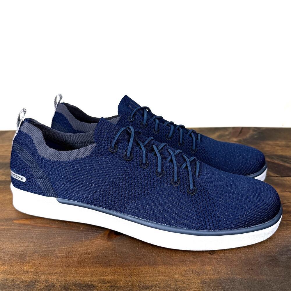 Skechers Men's Boyar Molsen sneakers Navy Stretch Knit Memory Foam Men's 12